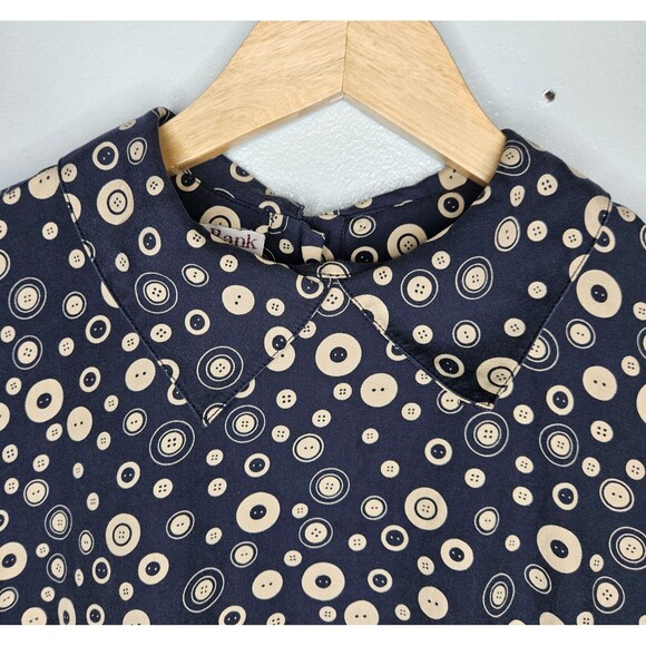 Vtg Jos A Bank Clothiers Womens Blouse 8 Silk Blend Button Print Back Buttons - Picture 2 of 8
